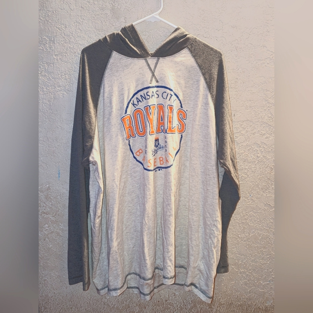 Majestic Kansas City Royals hooded long sleeve tee shirt Men's XXL